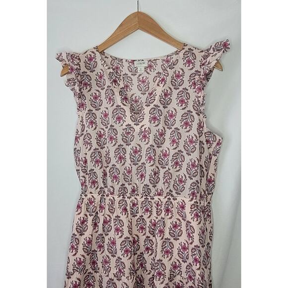 J. Crew- Women's Ruffle Sleeve Midi Dress- Pink Floral- size 8 - Picture 2 of 6